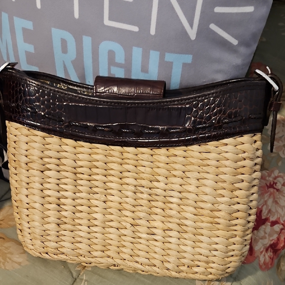 Brighton Tan and Brown Woven Shoulder Bag - Picture 2 of 9